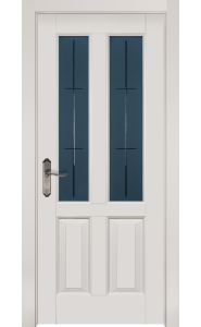 Дверь Ретро белая со стеклом Ольха